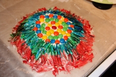 Cake #1, Naomi's first cake. A little heavy on the food coloring ;)