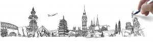 Drawing of famous places in the world